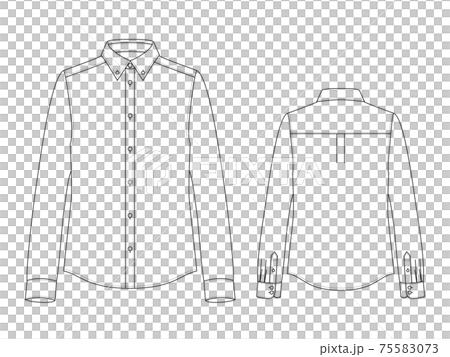 シンプルな長袖ボタンダウンシャツ 絵型 シンプルな長袖ボタンダウンシャツ 絵型 75583073