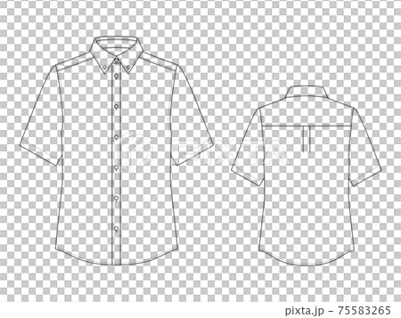 シンプルな半袖ボタンダウンシャツ　絵型 75583265