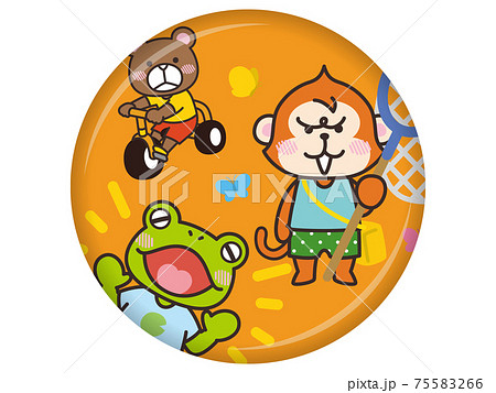 動物キャラクター 猿、熊、カエル 動物キャラクター 猿、熊、カエル 75583266