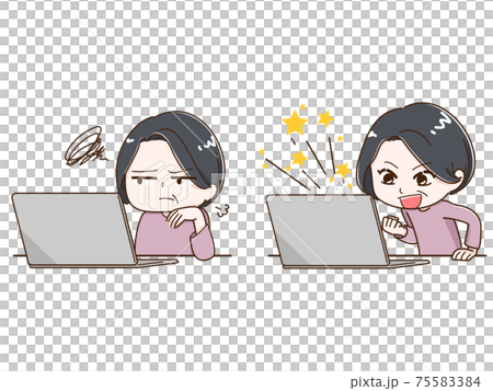 女人操作PC的插圖集嘆氣→Yossha 女人操作PC的插圖集嘆氣→Yossha 75583384