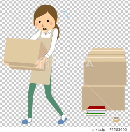 荷物を運ぶエプロンの女性 75583600