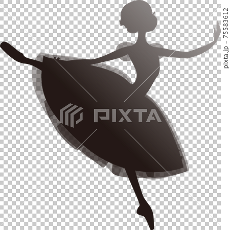 Ballerina dancing ballet Giselle black silhouette gradation 75583612