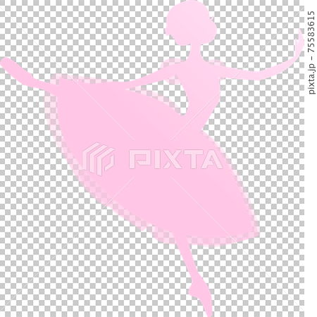 バレエのジゼルを踊るバレリーナ　ピンクのシルエット　グラデーション 75583615