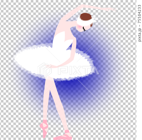 バレエの白鳥の湖を踊るバレリーナ 青いの背景のイラスト素材