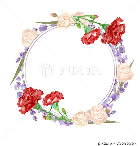 カーネーションと薔薇とラベンダーのリース カーネーションと薔薇とラベンダーのリース 75585567