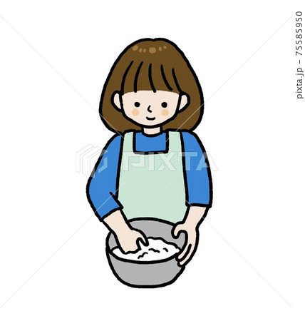 米を研ぐ女性のイラスト 75585950