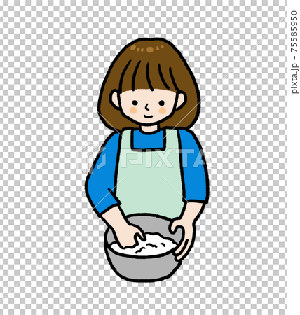 米を研ぐ女性のイラスト 75585950