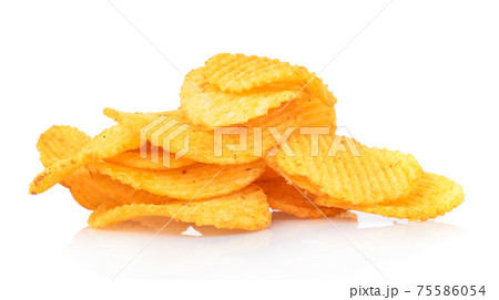 Potato chips isolated on white background Potato chips isolated on white background 75586054