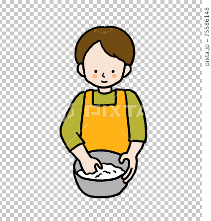 米を研ぐ男性のイラスト 米を研ぐ男性のイラスト 75586148
