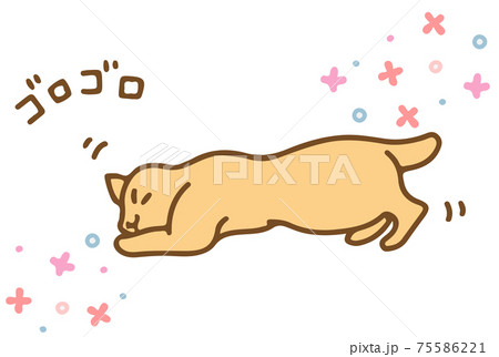 ゴロゴロするかわいい手描きの猫素材のイラスト素材