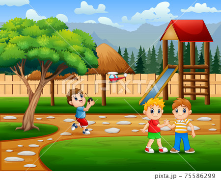 Children playing in the park illustration Children playing in the park illustration 75586299