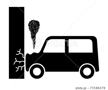 壁に衝突した乗用車 自動車事故のイメージシルエット のイラスト素材 壁に衝突した乗用車 自動車事故のイメージシルエット のイラスト素材