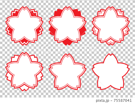 Japanese style frame set of cherry blossom stamps that can replace text 75587041