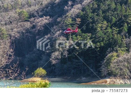 消防ヘリコプター　訓練　冬　2月　東京 75587273