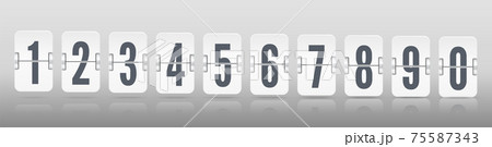 One line vector template for time design. Flip scoreboard with digits symbols and reflections for white countdown timer 75587343