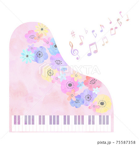 Flower And Piano Image Stock Illustration
