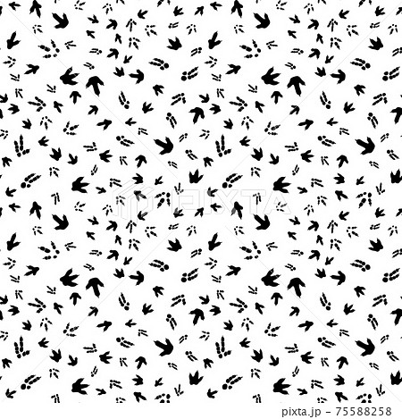 Dinosaur footprint tracks. Minimal seamless pattern. Background with paw, claw predator. Dinosaur footprint illustration perfect for textile, wrap and wallpaper and design. 75588258