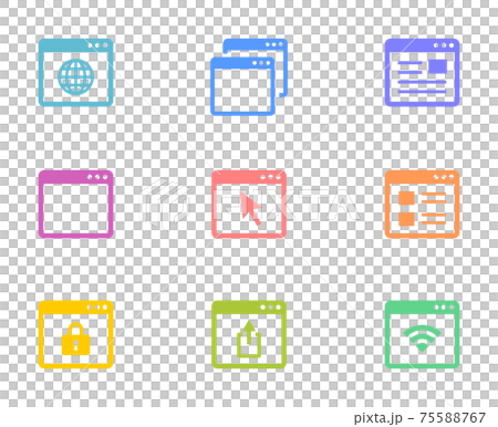 インターネット,ブラウザ,セキュリティ,Webサイト等のアイコンセット 75588767