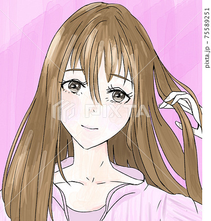 髪をかき上げる女性 アップ のイラスト素材 髪をかき上げる女性 アップ のイラスト素材
