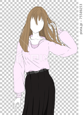 Woman brushing her hair (without face) Woman brushing her hair (without face) 75589253