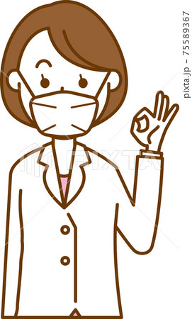 マスクを着用している女医のイメージイラスト（オッケイ） 75589367
