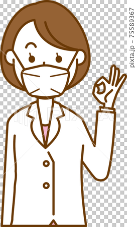 マスクを着用している女医のイメージイラスト（オッケイ） 75589367