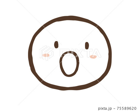 かわいい表情 線画(ブラウン色)/手書きイラスト素材 かわいい表情 線画(ブラウン色)/手書きイラスト素材 75589620