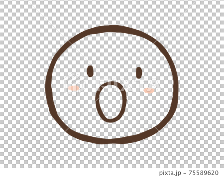 かわいい表情 線画(ブラウン色)/手書きイラスト素材 かわいい表情 線画(ブラウン色)/手書きイラスト素材 75589620