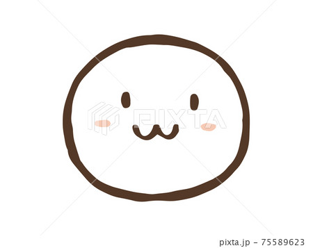 かわいい表情 笑顔 線画 ブラウン色 手書きイラスト素材のイラスト素材