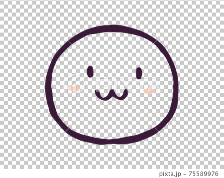 Cute facial expression line drawing (dark blue) / handwritten illustration material Cute facial expression line drawing (dark blue) / handwritten illustration material 75589976