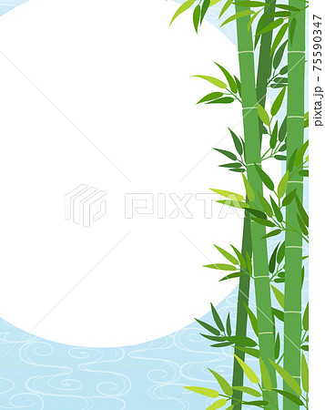 和風 竹林と流水文様のフレーム 縦長 のイラスト素材