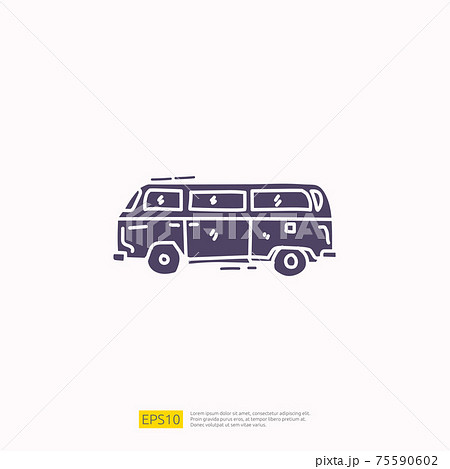 travel holiday tour and vacancy concept vector illustration. hippie van doodle silhouette glyph icon sign symbol travel holiday tour and vacancy concept vector illustration. hippie van doodle silhouette glyph icon sign symbol 75590602