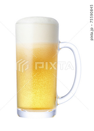 中ジョッキに注がれた生ビール 中ジョッキに注がれた生ビール 75590845