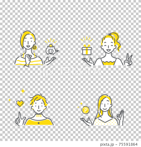 Simple and fashionable line art illustration material set for men who are satisfied with great benefits 75591864