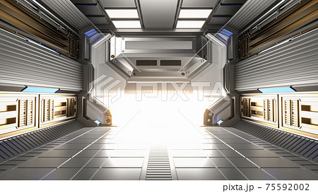 Futuristic Architecture Sci-Fi Hallway and Corridor Interior, 3D Rendering 75592002