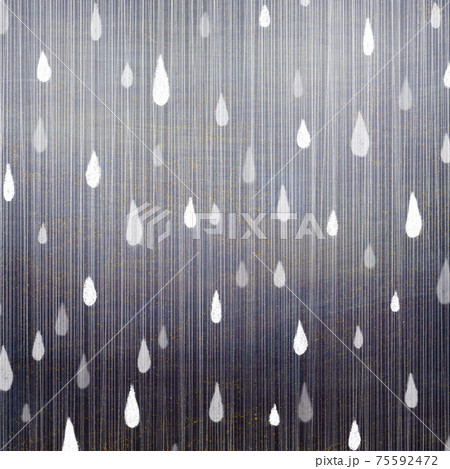 正方形 水滴と真夜中の雨 雨模様とギャラクシー背景のイラスト素材
