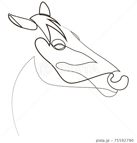 One line horse design silhouette. Hand drawn minimalism style vector illustration. One line horse design silhouette. Hand drawn minimalism style vector illustration. 75592790