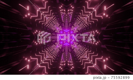 Illuminated passage in futuristic building 3d illustration 75592899