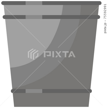 Large metal bucket without handle isolated on white Empty gray steel container vector illustration 75592991