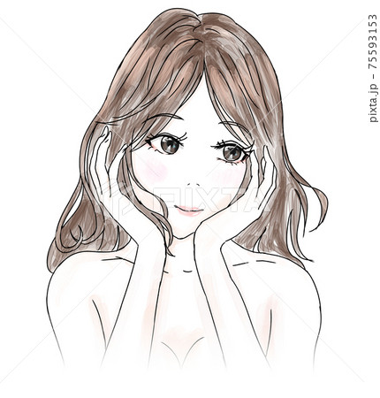 頬杖をつく女性 75593153