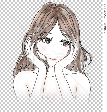 頬杖をつく女性 75593153