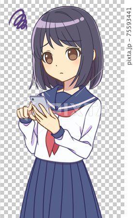 一個穿著智能手機的水手服的女孩遇到了麻煩 一個穿著智能手機的水手服的女孩遇到了麻煩 75593441
