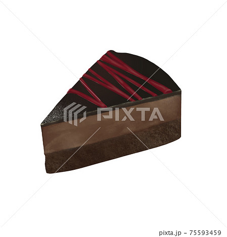 リアルなチョコレートケーキ単品 線画なしのイラスト素材