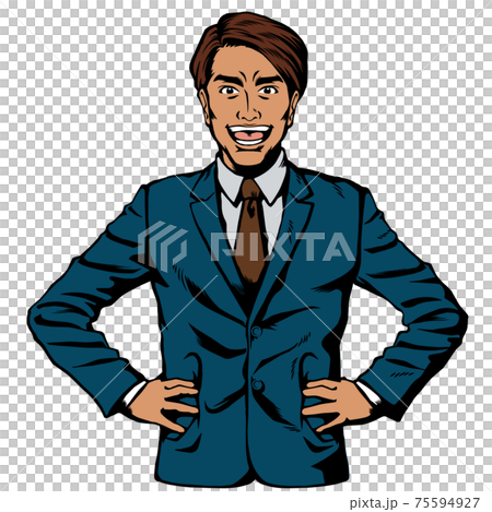Amekomi-style Japanese man, business man, pose, put your hand on your waist 75594927