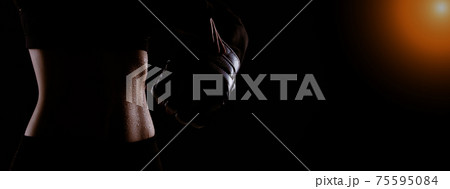 Fitness woman exercise warm up stretch arms legs 75595084