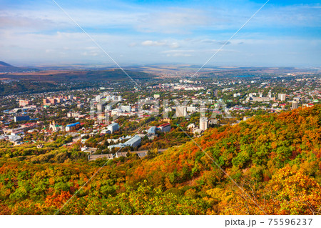 Pyatigorsk city aerial panoramic view 75596237