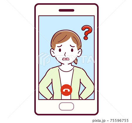 スマートフォンでリモート通話する人 スマートフォンでリモート通話する人 75596755