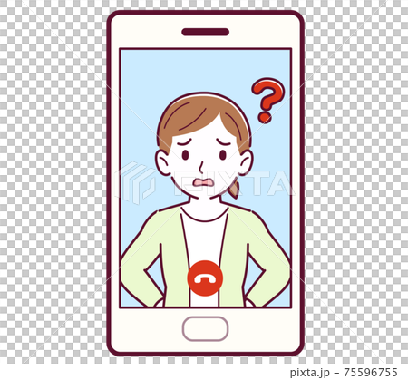 スマートフォンでリモート通話する人 スマートフォンでリモート通話する人 75596755