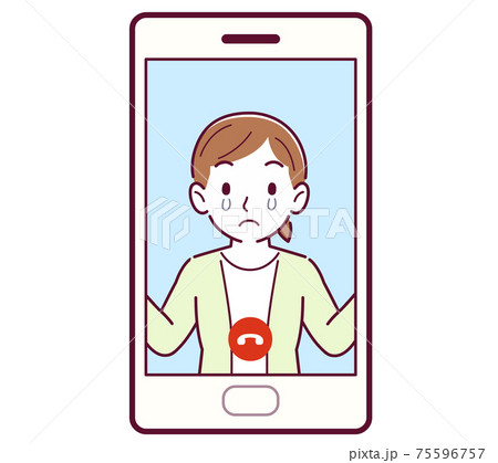 スマートフォンでリモート通話する人 75596757