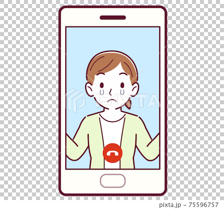 スマートフォンでリモート通話する人 75596757